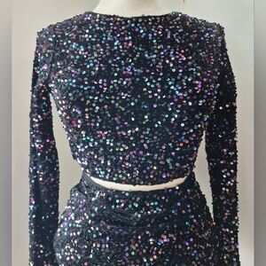 Two Piece Sequined Mini Dress